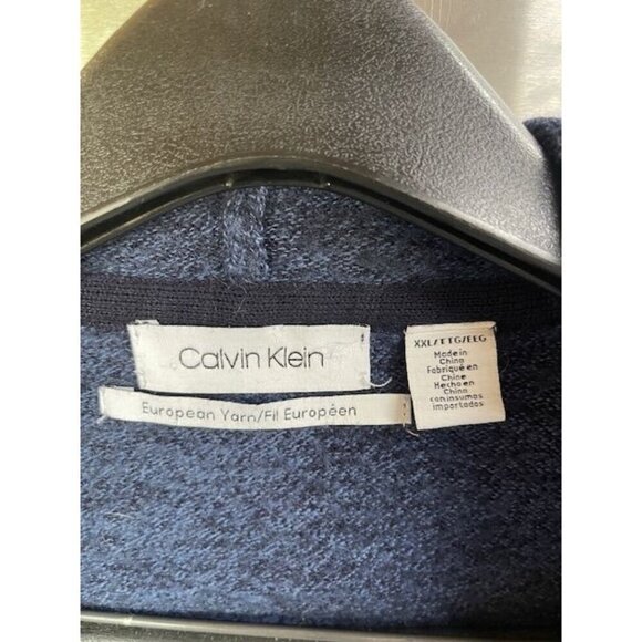 Calvin Klein Men's XXL Hoodie Zip-Up Sweater Merino Wool & Acrylic Blue & Black‎ - Picture 14 of 16